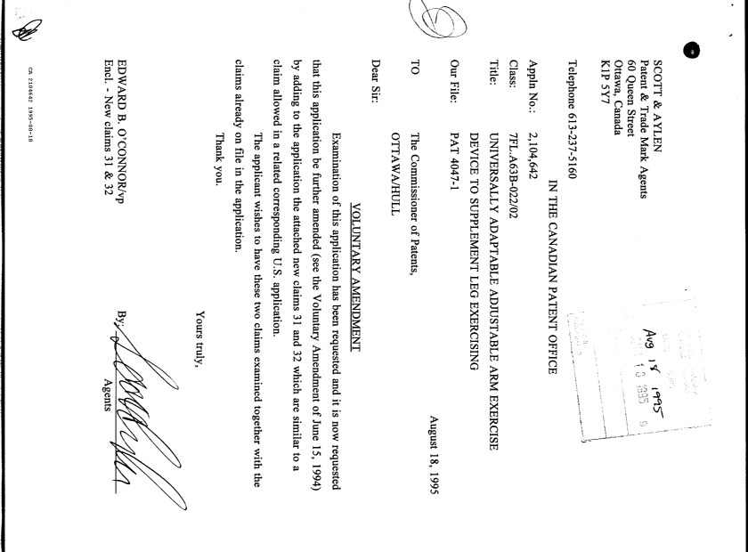 Canadian Patent Document 2104642. Prosecution Correspondence 19950818. Image 1 of 1