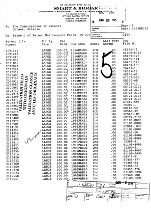 Document de brevet canadien 2105299. Taxes 19951222. Image 1 de 1