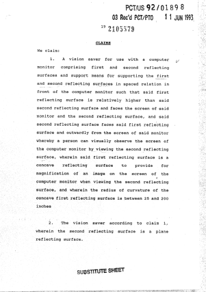 Document de brevet canadien 2105579. Revendications 19920908. Image 1 de 6