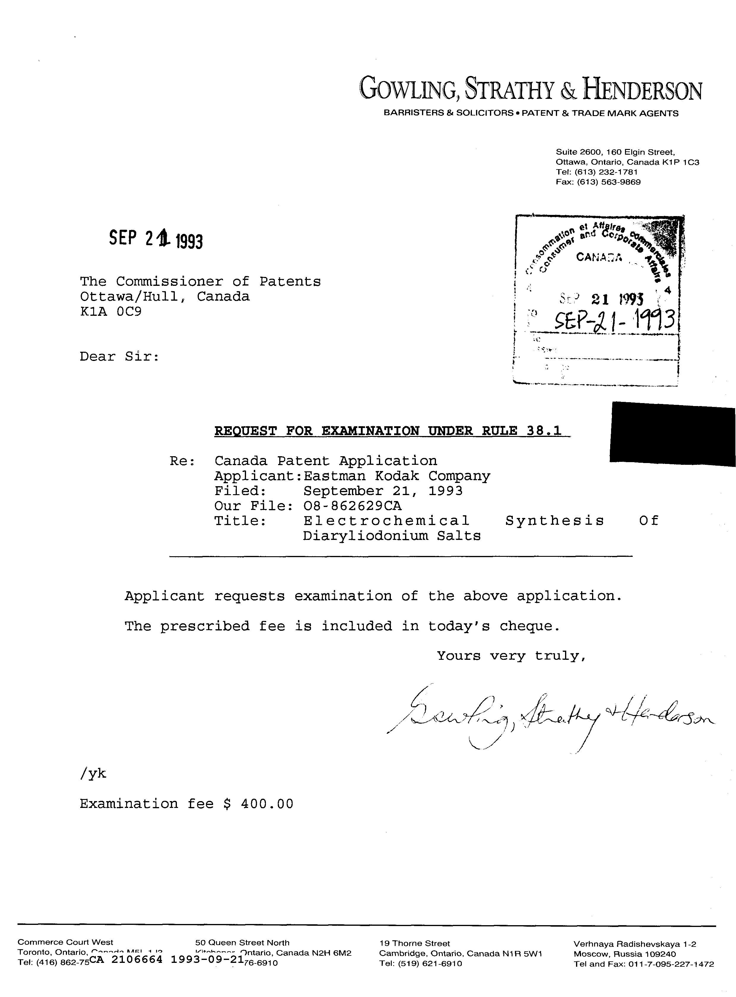 Document de brevet canadien 2106664. Correspondance de la poursuite 19930921. Image 1 de 1
