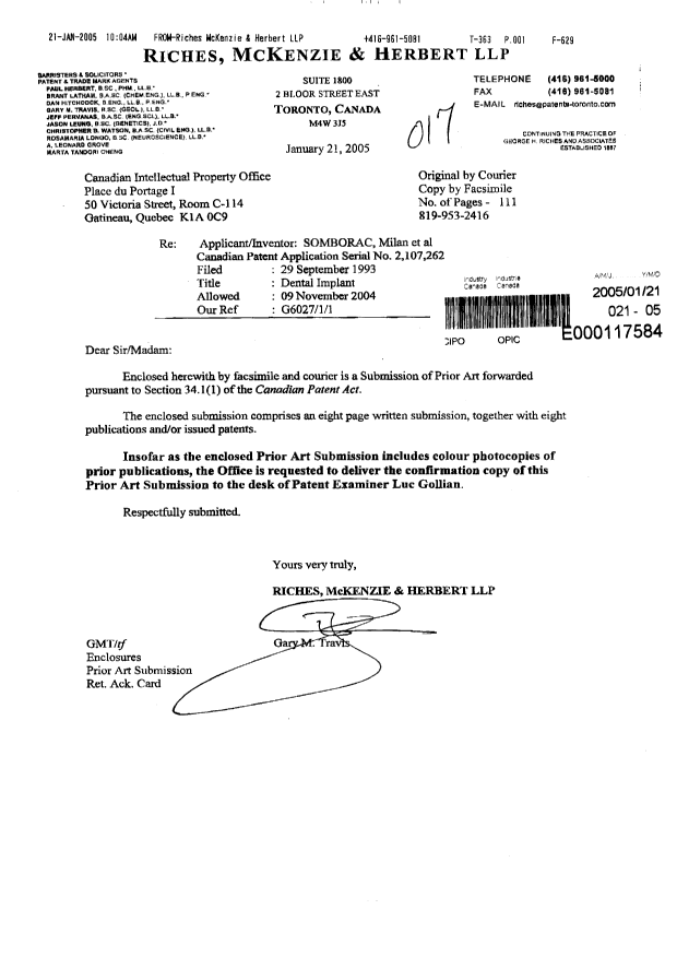 Document de brevet canadien 2107262. Poursuite-Amendment 20050121. Image 1 de 109