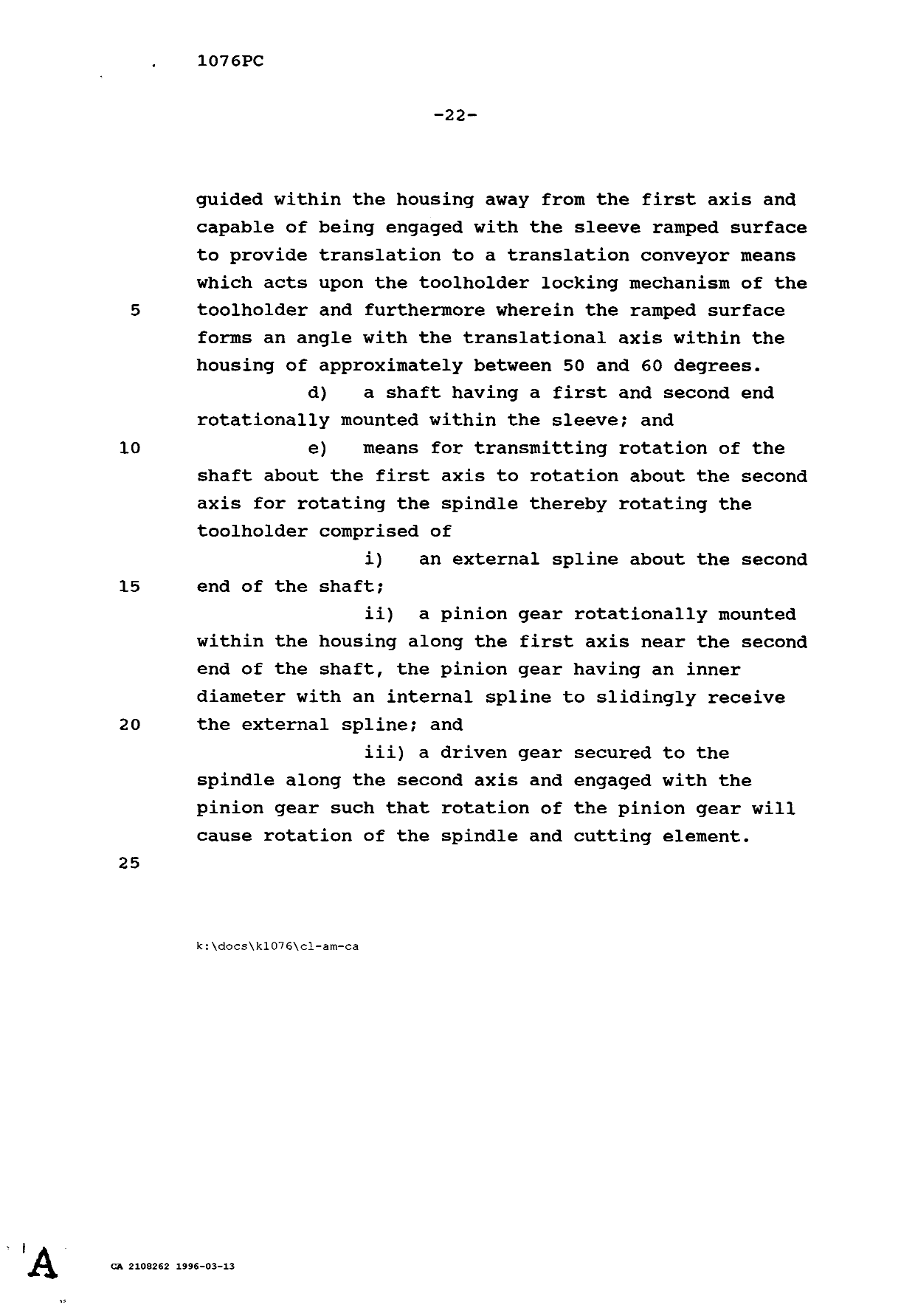 Document de brevet canadien 2108262. Correspondance de la poursuite 19960313. Image 8 de 8