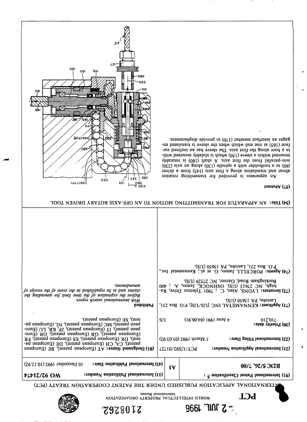 Canadian Patent Document 2108262. Abstract 19960702. Image 1 of 1