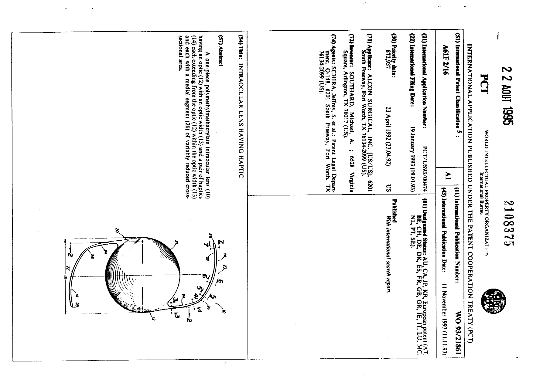 Canadian Patent Document 2108375. Abstract 19950822. Image 1 of 1