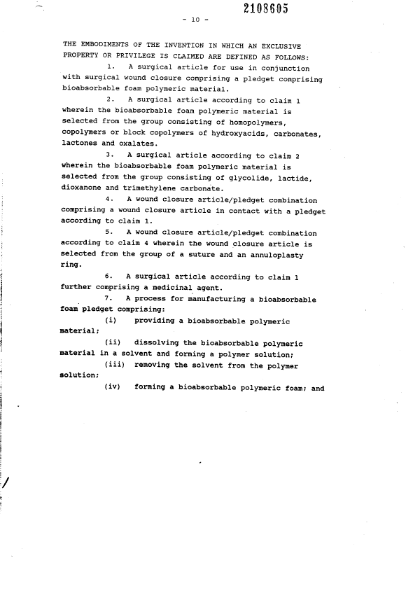 Document de brevet canadien 2108605. Revendications 19931222. Image 1 de 2
