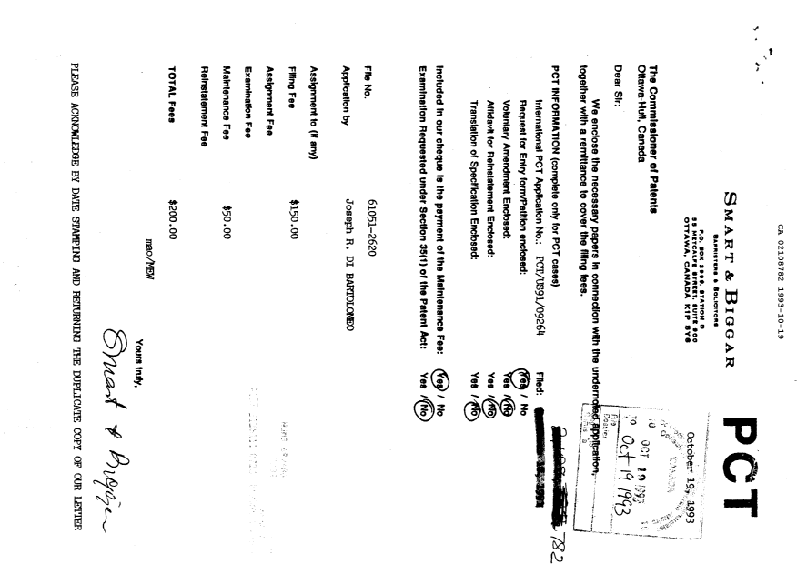 Document de brevet canadien 2108782. Taxes 19931019. Image 1 de 1