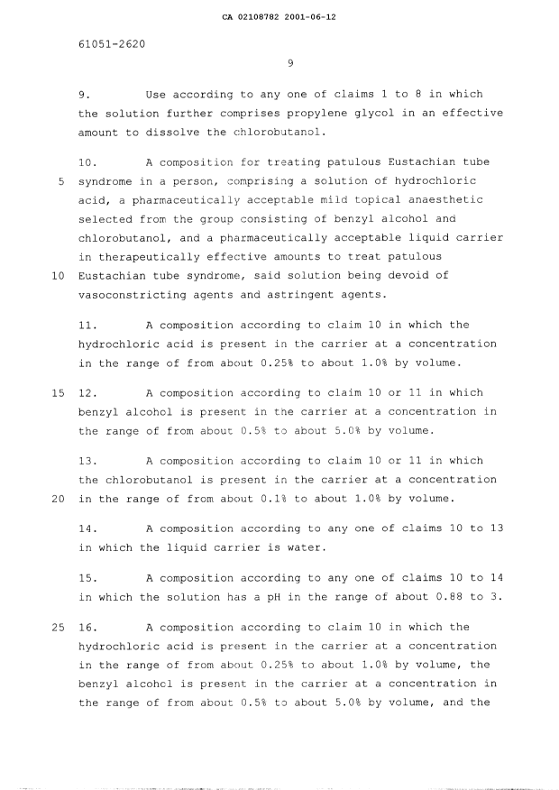 Document de brevet canadien 2108782. Revendications 20010612. Image 2 de 3