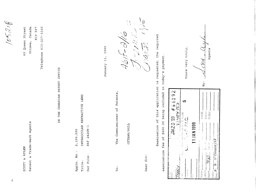 Canadian Patent Document 2109590. Prosecution-Amendment 19981211. Image 1 of 1