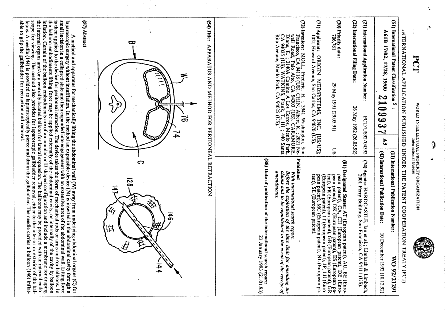 Document de brevet canadien 2109937. Abrégé 19960117. Image 1 de 1