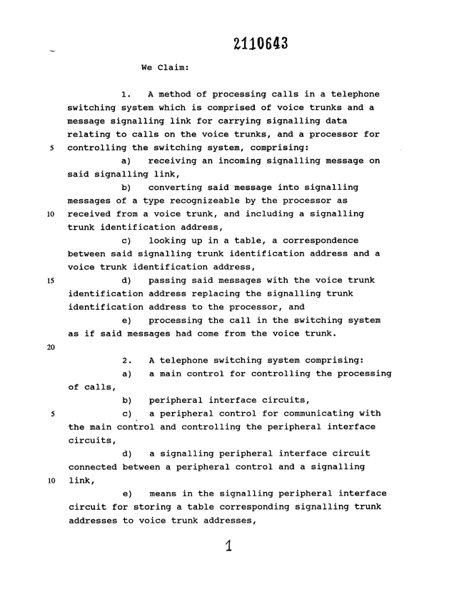 Document de brevet canadien 2110643. Revendications 19950802. Image 1 de 6