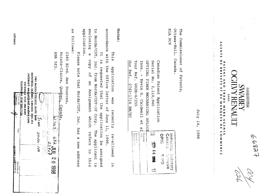 Canadian Patent Document 2110940. Correspondence 19980714. Image 1 of 2