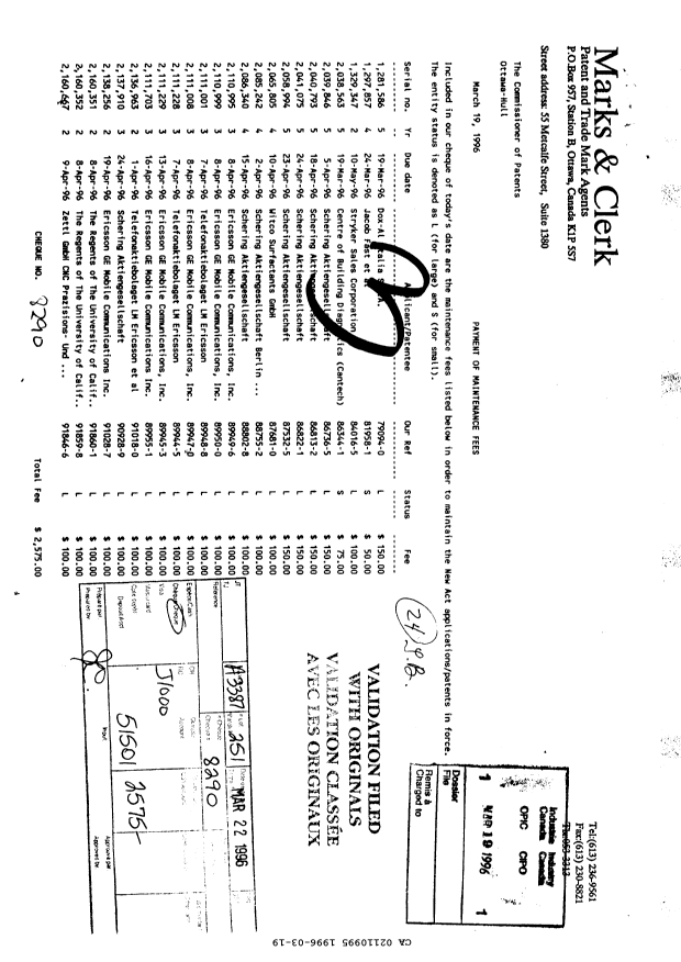 Canadian Patent Document 2110995. Fees 19960319. Image 1 of 1
