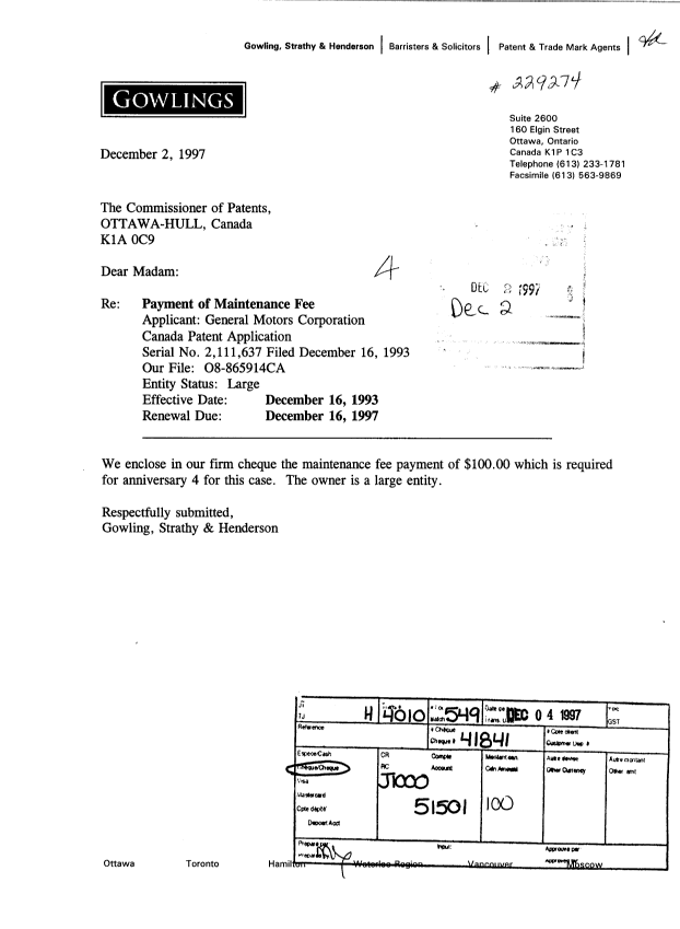 Document de brevet canadien 2111637. Taxes 19971202. Image 1 de 1