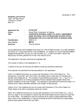 Canadian Patent Document 2112137. Prosecution-Amendment 20011105. Image 1 of 2