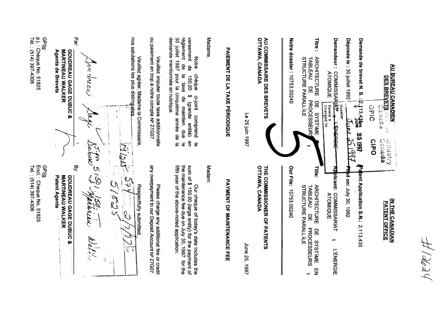 Document de brevet canadien 2113435. Taxes 19970625. Image 1 de 1