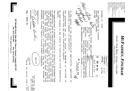 Canadian Patent Document 2114290. Prosecution-Amendment 20001027. Image 1 of 1