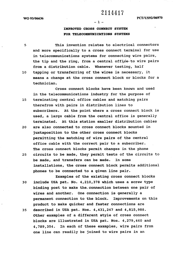 Canadian Patent Document 2114417. Description 19950729. Image 1 of 12