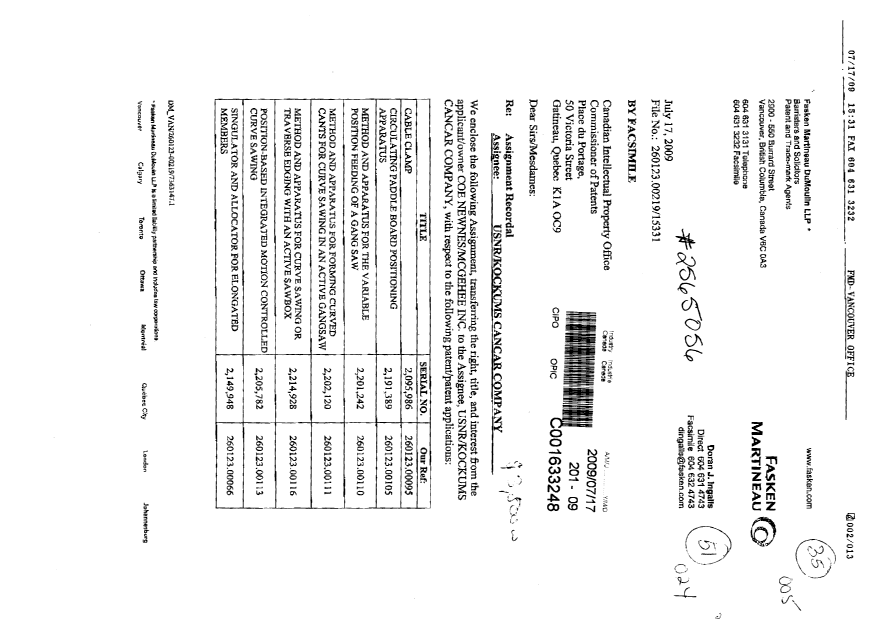 Canadian Patent Document 2115859. Correspondence 20090717. Image 1 of 10