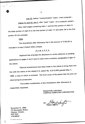 Canadian Patent Document 2118818. Prosecution Correspondence 19961108. Image 2 of 2