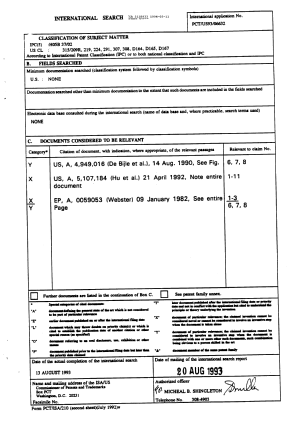 Canadian Patent Document 2118933. International Preliminary Examination Report 19940311. Image 1 of 1