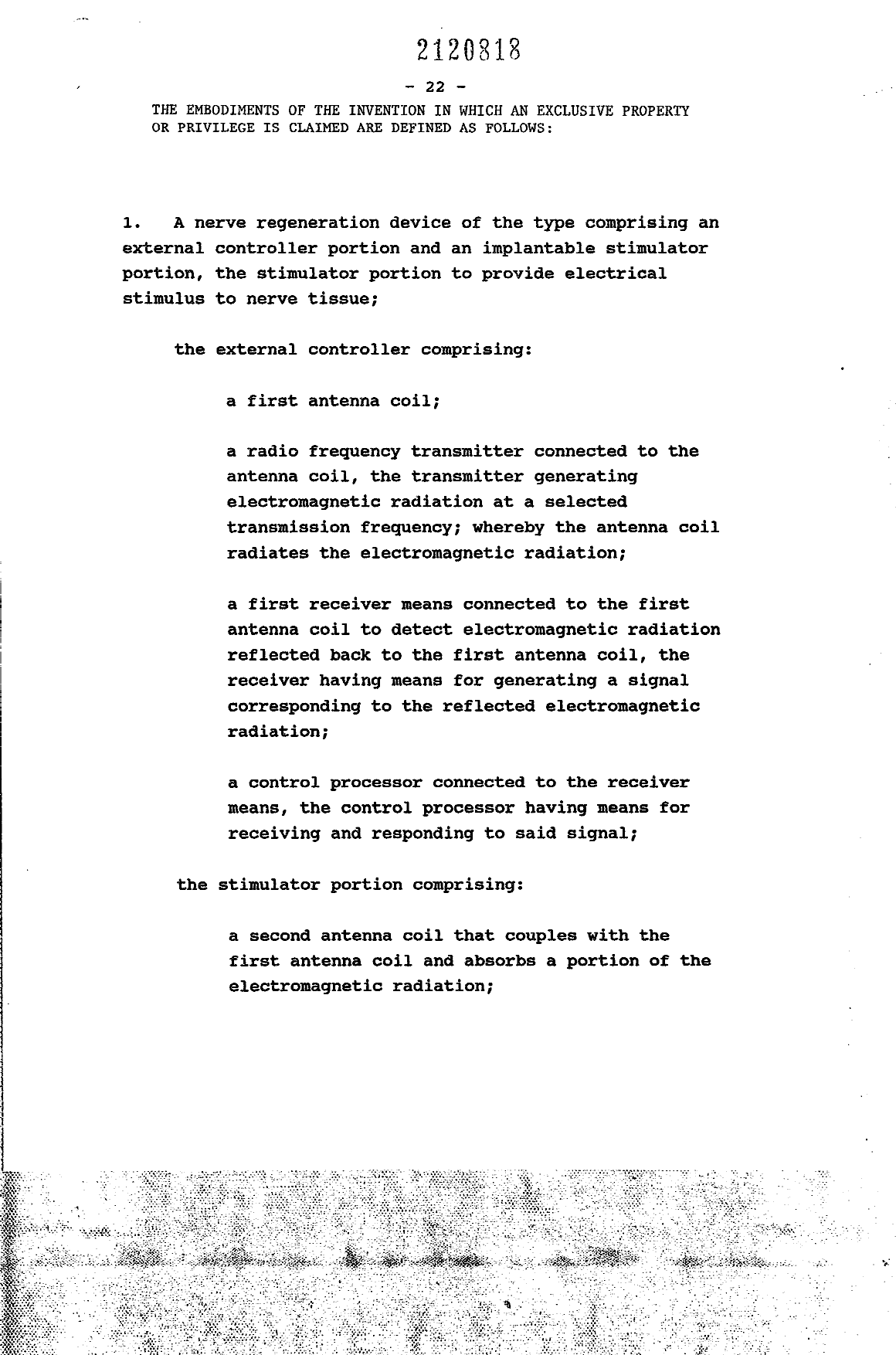 Document de brevet canadien 2120818. Revendications 19950520. Image 1 de 8
