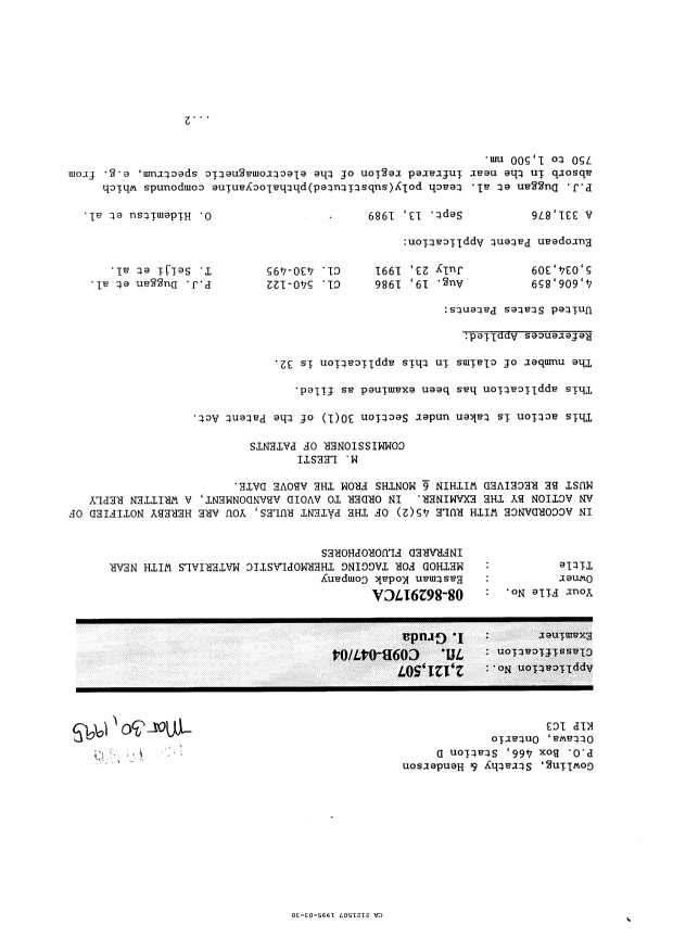 Document de brevet canadien 2121507. Poursuite-Amendment 19941230. Image 1 de 2