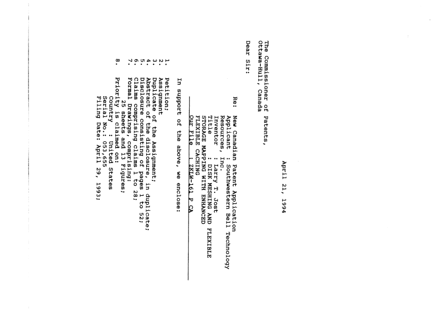Document de brevet canadien 2121852. Cession 19940421. Image 1 de 19