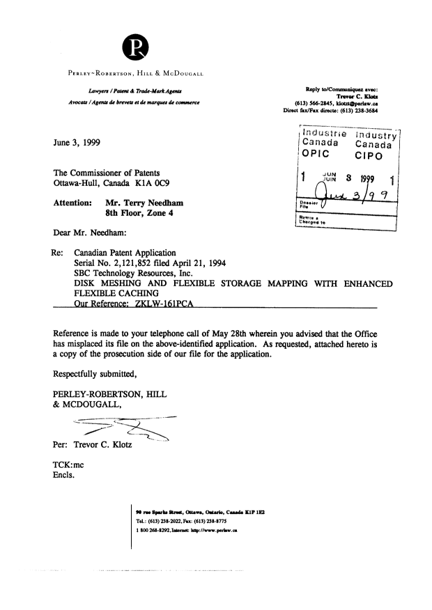 Document de brevet canadien 2121852. Poursuite-Amendment 20010409. Image 4 de 4