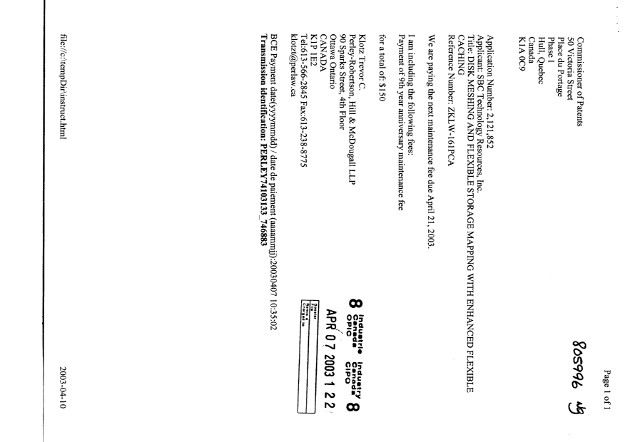 Document de brevet canadien 2121852. Taxes 20030407. Image 1 de 1