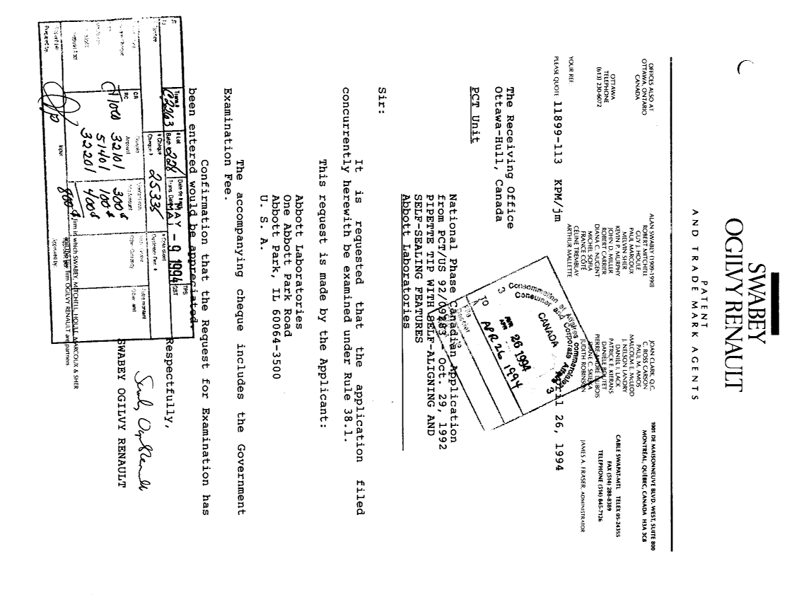 Canadian Patent Document 2122244. Assignment 19940426. Image 1 of 11