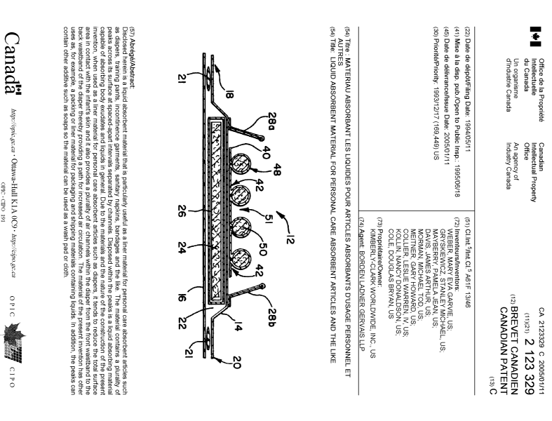 Document de brevet canadien 2123329. Page couverture 20041207. Image 1 de 1