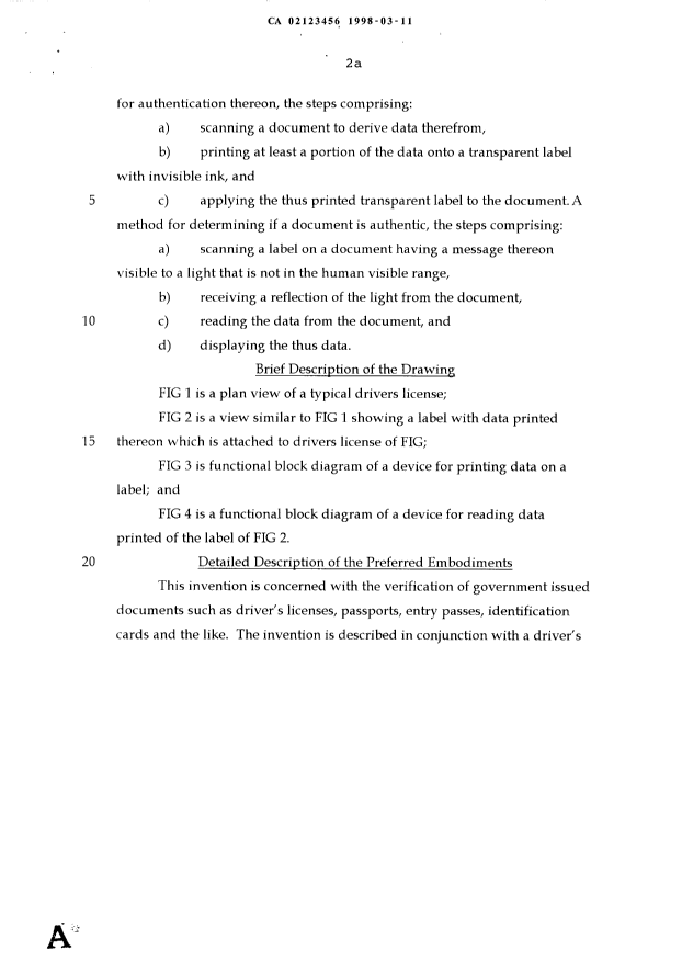 Canadian Patent Document 2123456. Prosecution-Amendment 19980311. Image 4 of 4