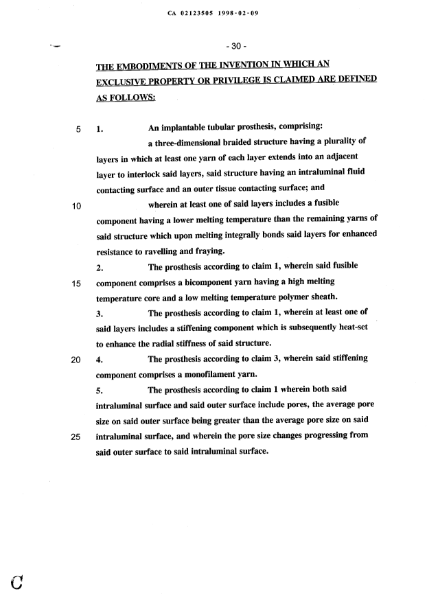 Document de brevet canadien 2123505. Revendications 19980209. Image 1 de 3