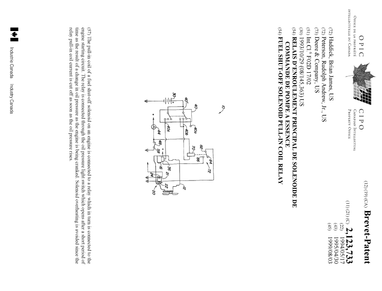 Document de brevet canadien 2123733. Page couverture 19990714. Image 1 de 1