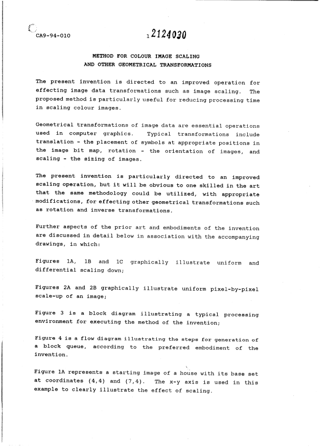 Canadian Patent Document 2124030. Description 19951121. Image 1 of 18