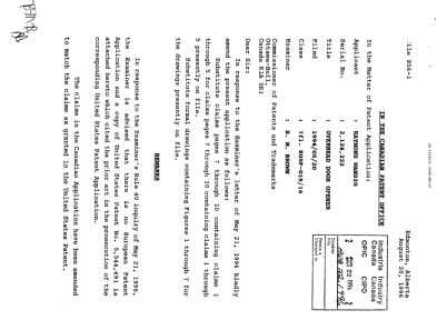 Canadian Patent Document 2124222. Prosecution Correspondence 19960822. Image 1 of 2