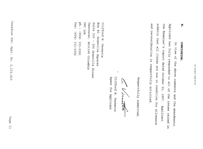 Canadian Patent Document 2124610. Prosecution Correspondence 19980120. Image 11 of 11