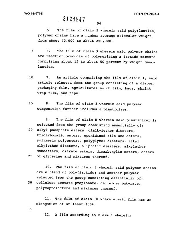 Document de brevet canadien 2124847. Revendications 19951028. Image 2 de 5