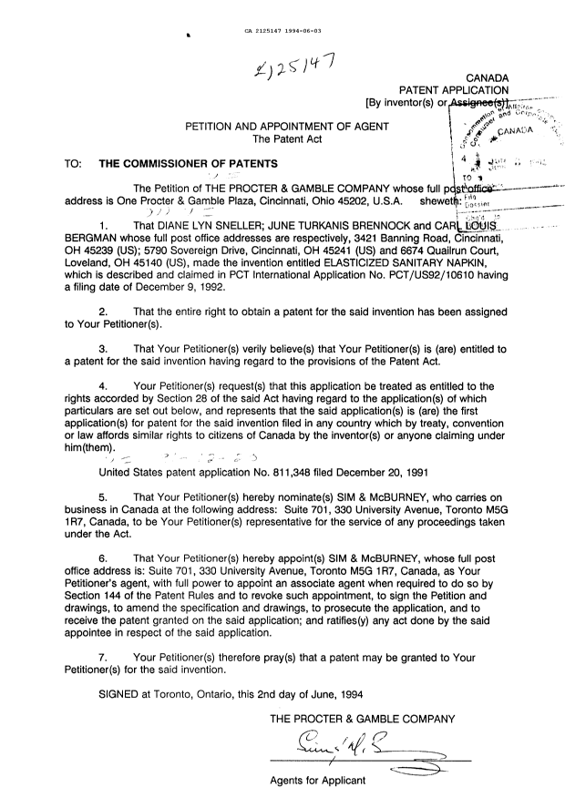 Document de brevet canadien 2125147. Demande d'entrée en phase nationale 19940603. Image 2 de 5