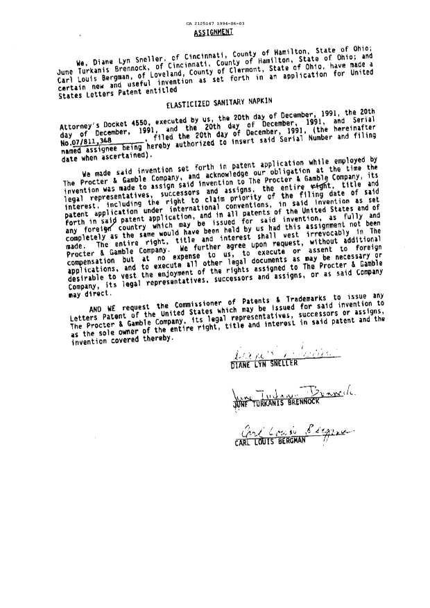 Canadian Patent Document 2125147. National Entry Request 19940603. Image 4 of 5