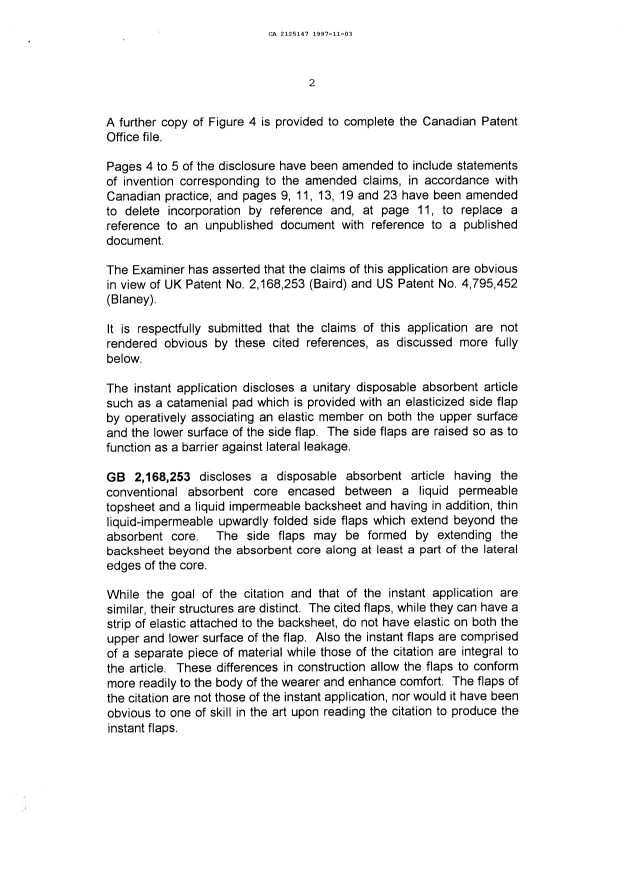 Canadian Patent Document 2125147. Prosecution Correspondence 19971103. Image 2 of 3