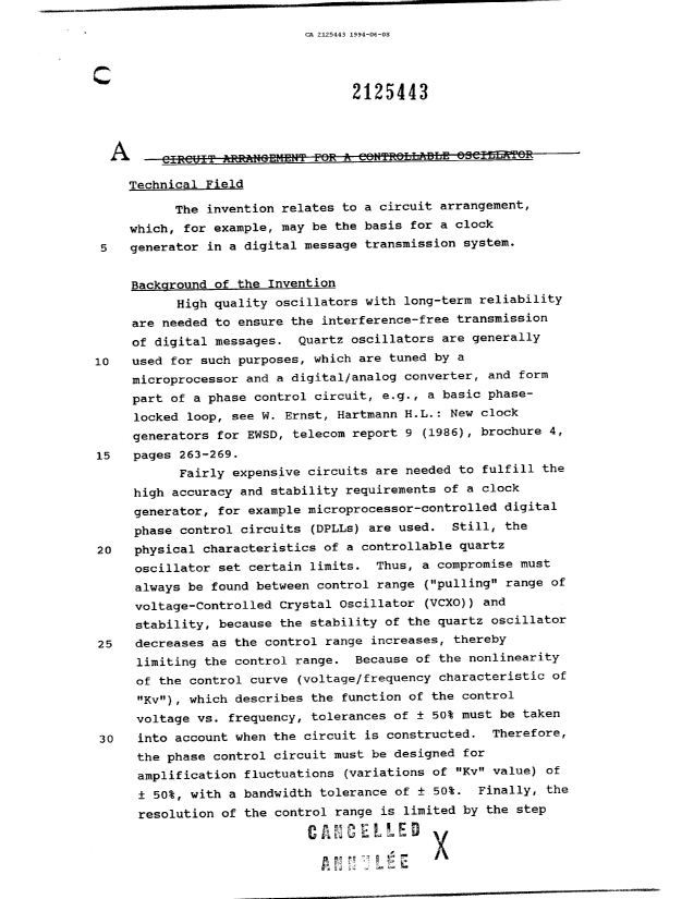 Canadian Patent Document 2125443. Prosecution Correspondence 19940608. Image 8 of 8