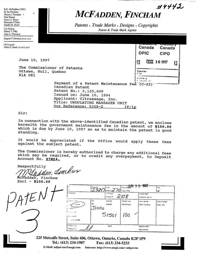 Document de brevet canadien 2125609. Taxes 19970610. Image 1 de 1