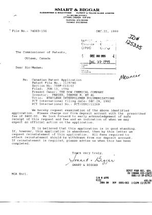 Document de brevet canadien 2125780. Poursuite-Amendment 19991222. Image 1 de 1