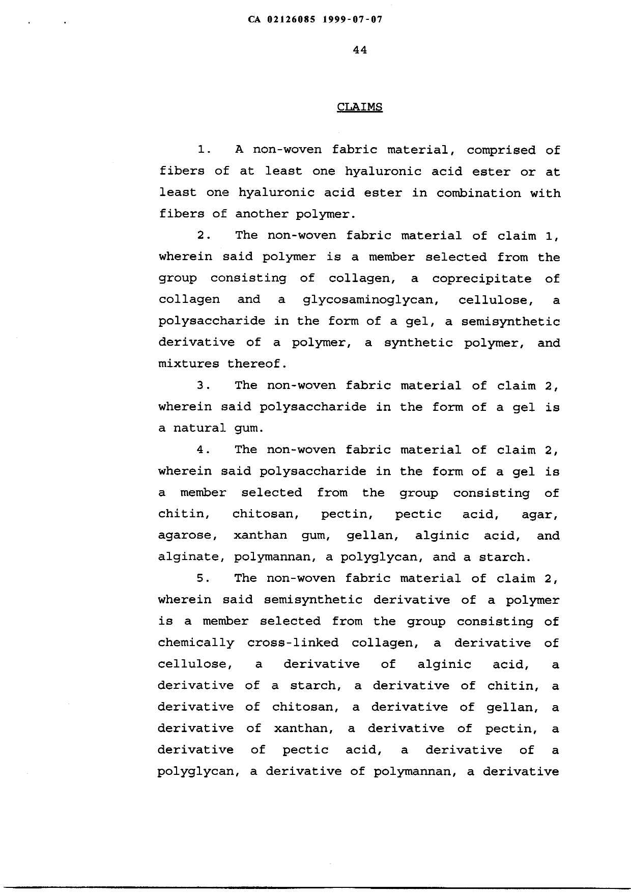 Document de brevet canadien 2126085. Revendications 19990707. Image 1 de 4