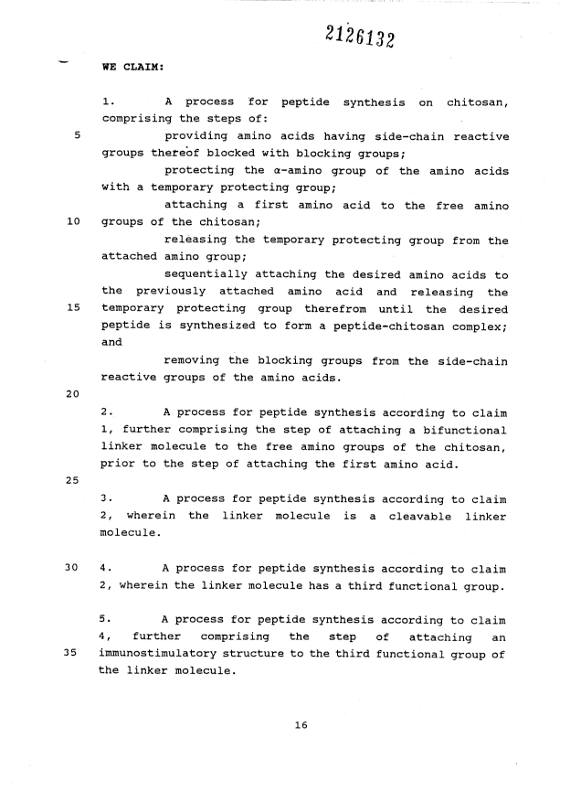 Document de brevet canadien 2126132. Revendications 19951218. Image 1 de 4
