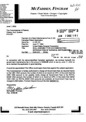 Document de brevet canadien 2126150. Taxes 20020607. Image 1 de 1