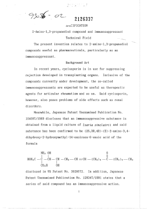 Document de brevet canadien 2126337. Description 20011106. Image 1 de 250