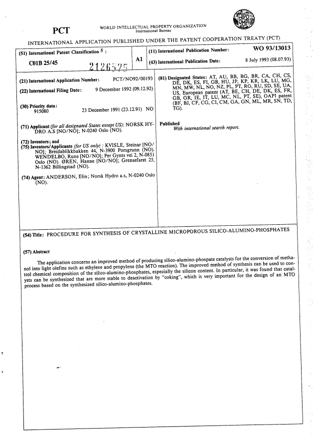 Canadian Patent Document 2126575. Abstract 19951118. Image 1 of 1