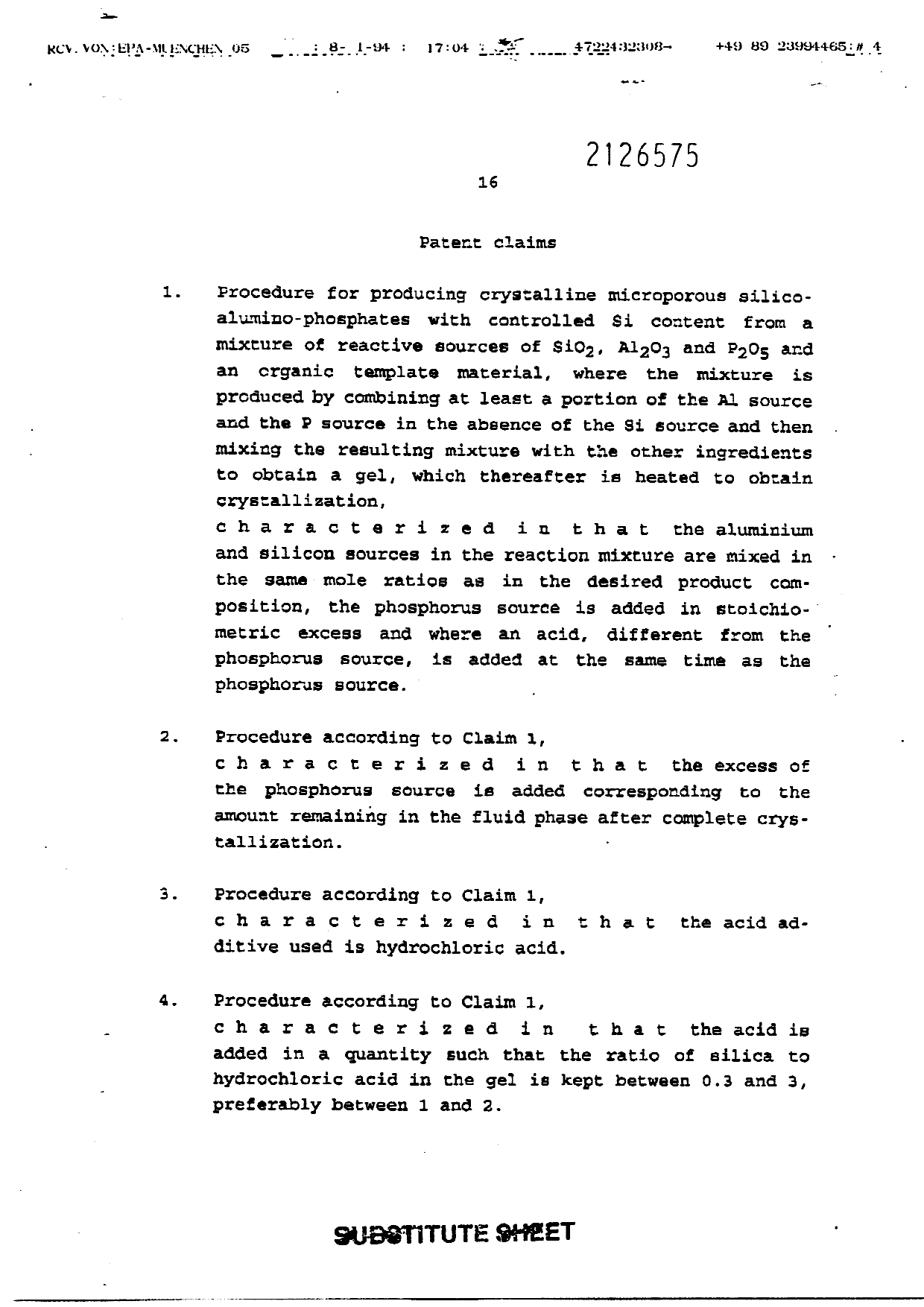 Document de brevet canadien 2126575. Revendications 19990831. Image 1 de 3